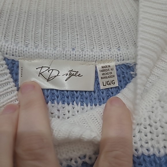 NWT RD Style Size Large Blue And White Striped Tank Sweater Stitch Fix - Picture 2 of 10